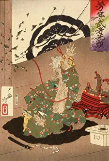 Feudal Prints: Danjo Matsunaga Hisahide before His Suicide, 1883. Creator: Tsukioka Yoshitoshi