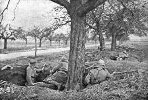 Dug Out Prints: Dans la Bataille; Fusiliers mitrailleurs au bord d'une route