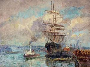Tugboat Prints: Dans le port de Rouen, between 1892 and 1894. Creator: Albert Lebourg