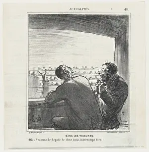 National Assembly Prints: Dans les Tribunes, 1869. Creator: Honore Daumier