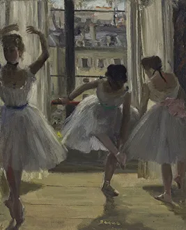 Pastel Prints: Danseuses dans une salle d exercice (Trois Danseuses)