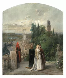 Beatrice Portinari Gallery: Dante and Beatrice. Creator: Induno, Gerolamo (1825-1890)