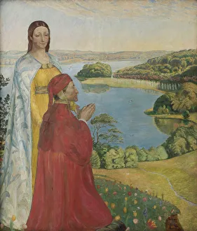 Portinari Beatrice Prints: Dante and Beatrice in Paradise, 1895. Creator: Poul S. Christiansen
