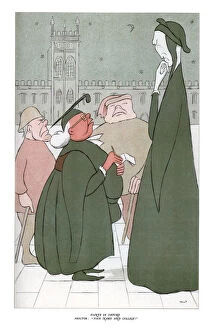 Beerbohm Gallery: Dante in Oxford; Proctor: Your Name And College?, 1904. Artist: Max Beerbohm