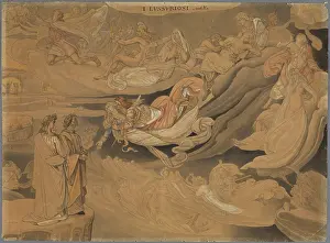 Chalk On Paper Prints: Dante in the second circle of Hell