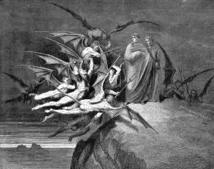 Dante and Virgil beset by demons on their passage through the eighth circle, 1861 Dante and Virgil beset by demons on their passage through the eighth circle, 1861