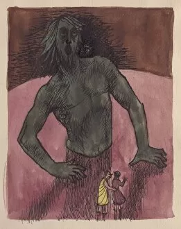 Dante and Virgil with giant, 1951. Creator: Shirley Markham
