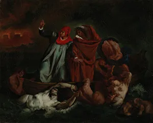 Ferdinand Victor Eugène Delacroix Prints: Dante and Virgil in Manala, copy after Eugene Delacroix, 1867. Creator: Adolf von Becker