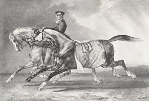 Two Dappled-Grey Horses Being Exercised, 1822. Creator: Theodore Gericault