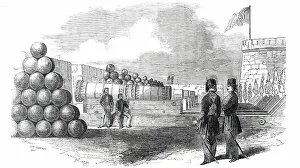 Dardanelles Prints: The Dardanelles - the Battery and Stone Shot, 1850. Creator: Unknown