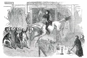 Candlesticks Prints: Daring Leap in the Dining-Room of the White Hart Hotel, Aylesbury, 1850. Creator: Unknown
