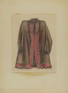 Trim Prints: Dark Brown Cotton Coat, c. 1935. Creator: Michael Trekur