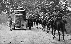 Lillustration Prints: The Dark Hours of Italy; Armored car and cavalry protecting the retreat of a column