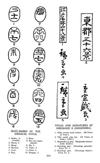 Edward F Prints: Date marks of the zodiac and signatures of Hiroshige, 19th century (1925)