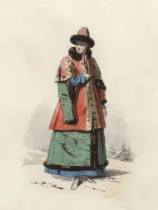 Daughter of Boyar Great Duke of Moscow in the Modern Age, color engraving 1870 Daughter of Boyar Great Duke of Moscow in the Modern Age, color engraving 1870