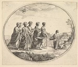 Adam Elsheimer Collection: The daughters of Aglaura (Mercury and Herse), ca. 1646. Creator: Wenceslaus Hollar