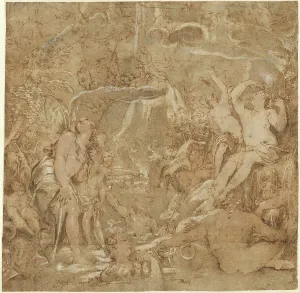 River God Prints: The Daughters of the Po with River Gods, 1591. Creator: Joseph Heintz the Elder