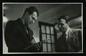 Dave Prints: Dave Brubeck signing an autograph, c1950s. Artist: Denis Williams