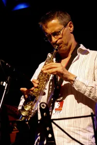 Dave Prints: Dave O Higgins, saxophonist, Braithwaite Hall, Croydon, 2007. Artist: Brian O Connor