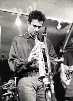 Dave Prints: Dave O Higgins, saxophonist, Tenor Clef, London, 1991. Artist: Brian O Connor