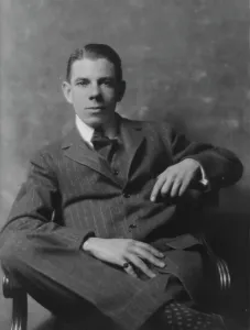 Pinstripe Prints: Davenport, McHarg, Mr. portrait photograph, 1916. Creator: Arnold Genthe