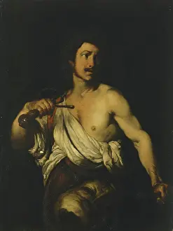 Decapitation Prints: David Bearing the Head of Goliath, 1635. Creator: Bernardo Strozzi