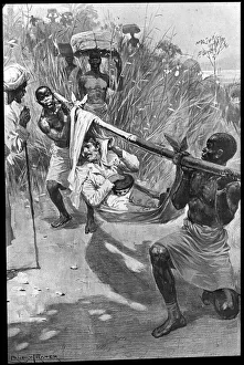 Stretcher Prints: David Livingstone being carried on a makeshift stretcher through the jungle
