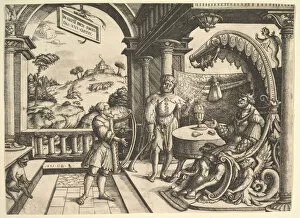 Saul Gallery: David playing the harp before Saul, 1531. Creator: Christoph Bockstorffer