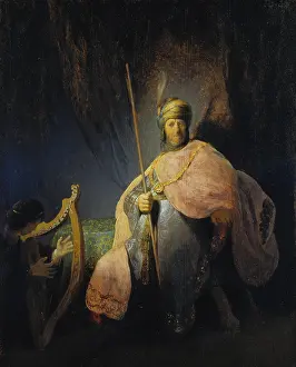 Rembrant Van Rijn Prints: David Playing the Harp before Saul, c1630-1631. Creator: Rembrandt Harmensz van Rijn