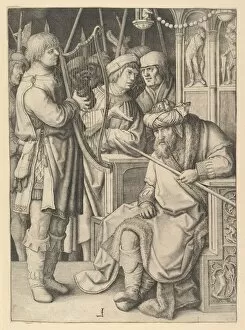 David Playing the Harp Before Saul, ca. 1508. Creator: Lucas van Leyden