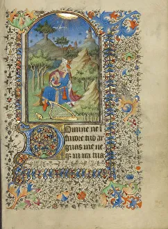 David King Prints: David in Prayer; Book of Hours, about 1420-1430. Creator: Master of the Harvard Hannibal