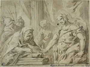 Diziani Gaspare Prints: David Receiving the Hallowed Bread from Alchimelek, 1725/34. Creator: Gaspare Diziani