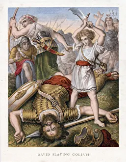 Giant Prints: David slaying Goliath, c1860