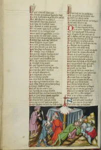 Unaware Prints: David Stealing Saul's Jug and Spear from his Tent; Weltchronik