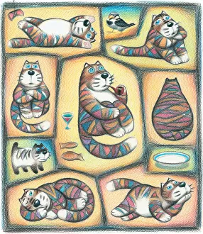 Marina Prints: Day of a Cat. Artist: Leskova, Marina