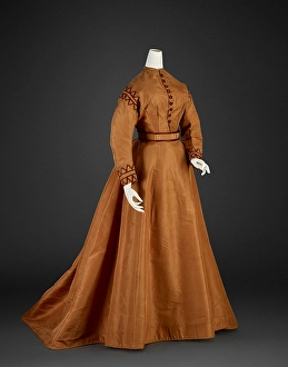 Satin Prints: Day Dress (Bodice, Skirt, Sash), 1865-1867. Creator: Unknown