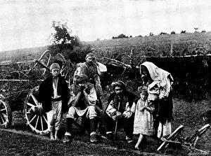 Family Group Prints: Ten Days in Bosnia - Bosnian peasants and wagon, 1895. Creator: Andre & Sleigh