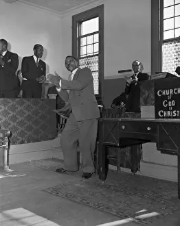 Deacons corner during Sunday morning service at the Church of God in Christ, Washington, DC, 1942 Deacons corner during Sunday morning service at the Church of God in Christ, Washington, DC, 1942