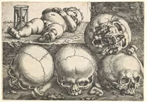Baehm Barthel Gallery: Dead Child with Four Skulls, mid-16th century. Creator: Barthel Beham