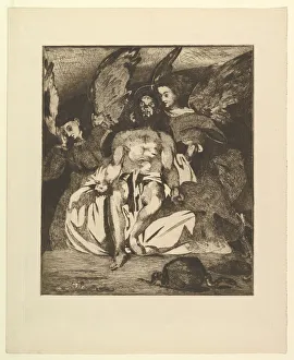 Manet Edouard Prints: Dead Christ with Angels, 1866-67. Creator: Edouard Manet