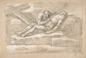 The Dead Christ Mourned by the Magdalen Who Venerates His Side Wound. 1787-1863
