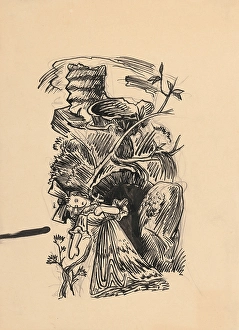 1940 Prints: Dead girl with a bow (illustration of a fairy tale?), 1940/1944. Creator: Jan Novak
