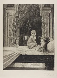 Klinger Max Prints: Dead Mother, plate ten from On Death, Part II, 1889. Creator: Max Klinger