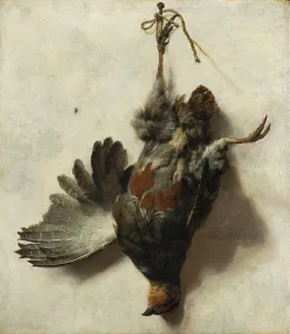 Dead Animal Prints: Dead Partridge Hanging from a Nail, c1650-1652. Creator: Jan Baptist Weenix