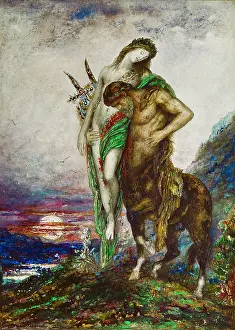 Centaur Prints: Dead Poet Carried by a Centaur, c1890. Creator: Moreau, Gustave (1826-1898)