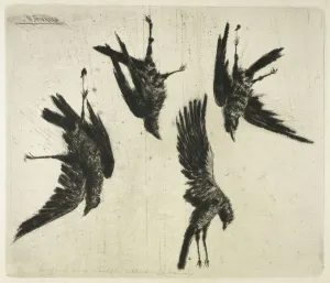 Guerard Henri Charles Prints: The Four Dead Ravens, c. 1888. Creator: Henri-Charles Guerard