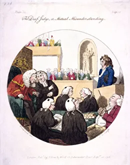 Injustice Prints: The deaf judge, or mutual misunderstanding, Old Bailey, London, 1796. Artist
