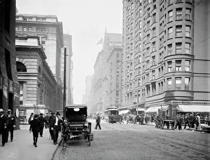 Illinois United States Prints: Dearborn Street, Chicago, Ill. c1907. Creator: Unknown