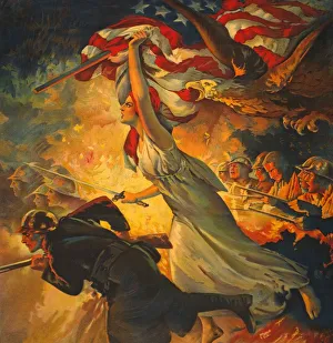 War Bonds Prints: Deatail from Carry On! Buy Liberty Bonds to your Utmost, c. 1918