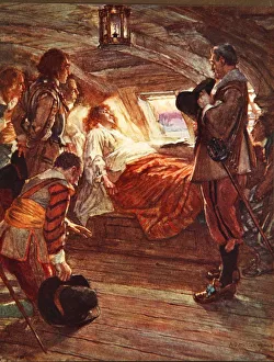 The Death of Admiral Blake (1599-1657) illustration from Drakes Drum and Other Songs of the Sea